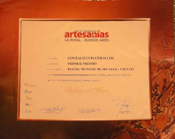 First Prize of the International Handicrafts Fair Buenos Aires 2006